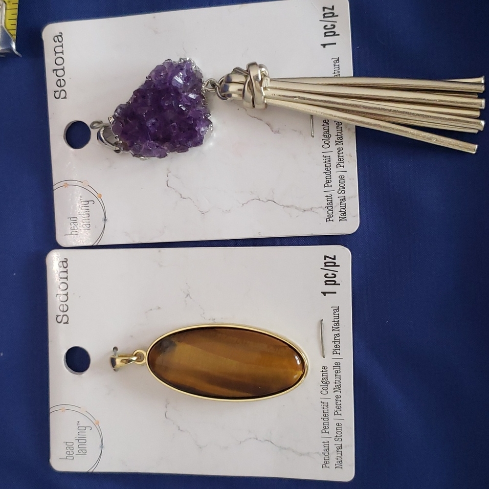 Two new naturals stone Pendant tiger eye and amythyst 2 for 1 price